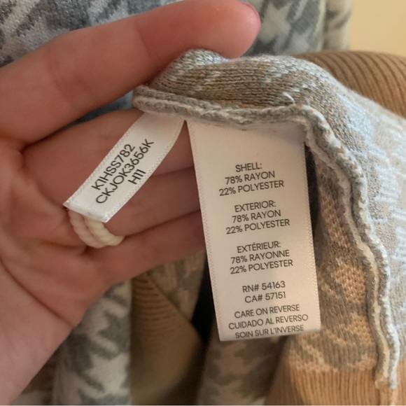 Calvin Klein Mock Neck Cream and Gray Sweater - Picture 5 of 5